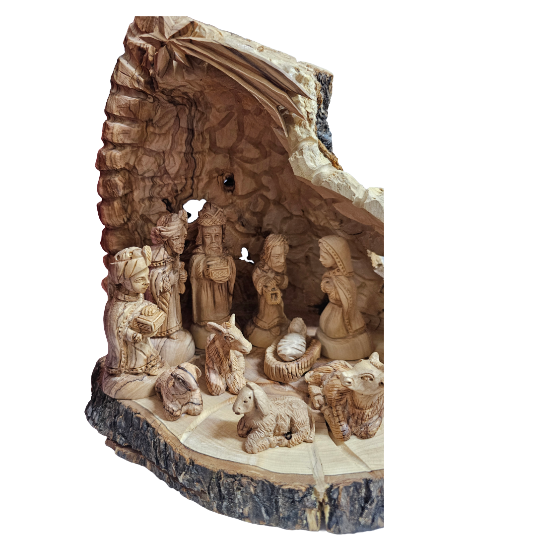 Nativity Set inside an Olive Wood Branch image 2