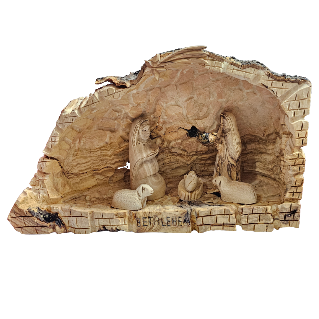 Nativity Set inside an Olive Wood Branch