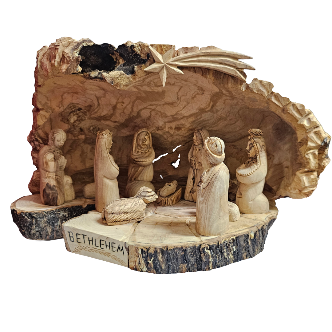 Nativity Set inside an Olive Wood Branch image 3